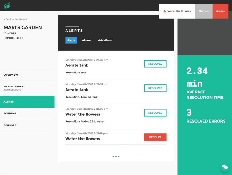 Screenshot of alerts page Screenshot of alerts page